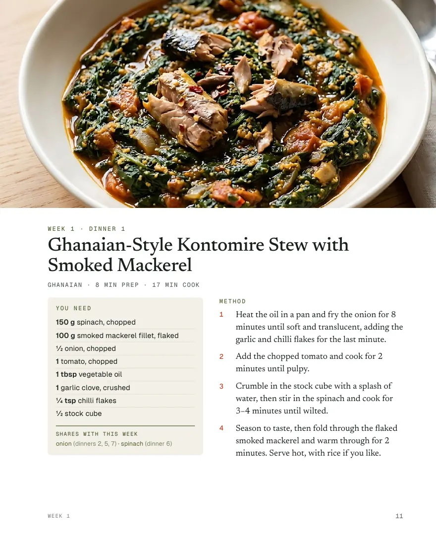 Every dish photographed page from Solo Supper: Americas & Africa
