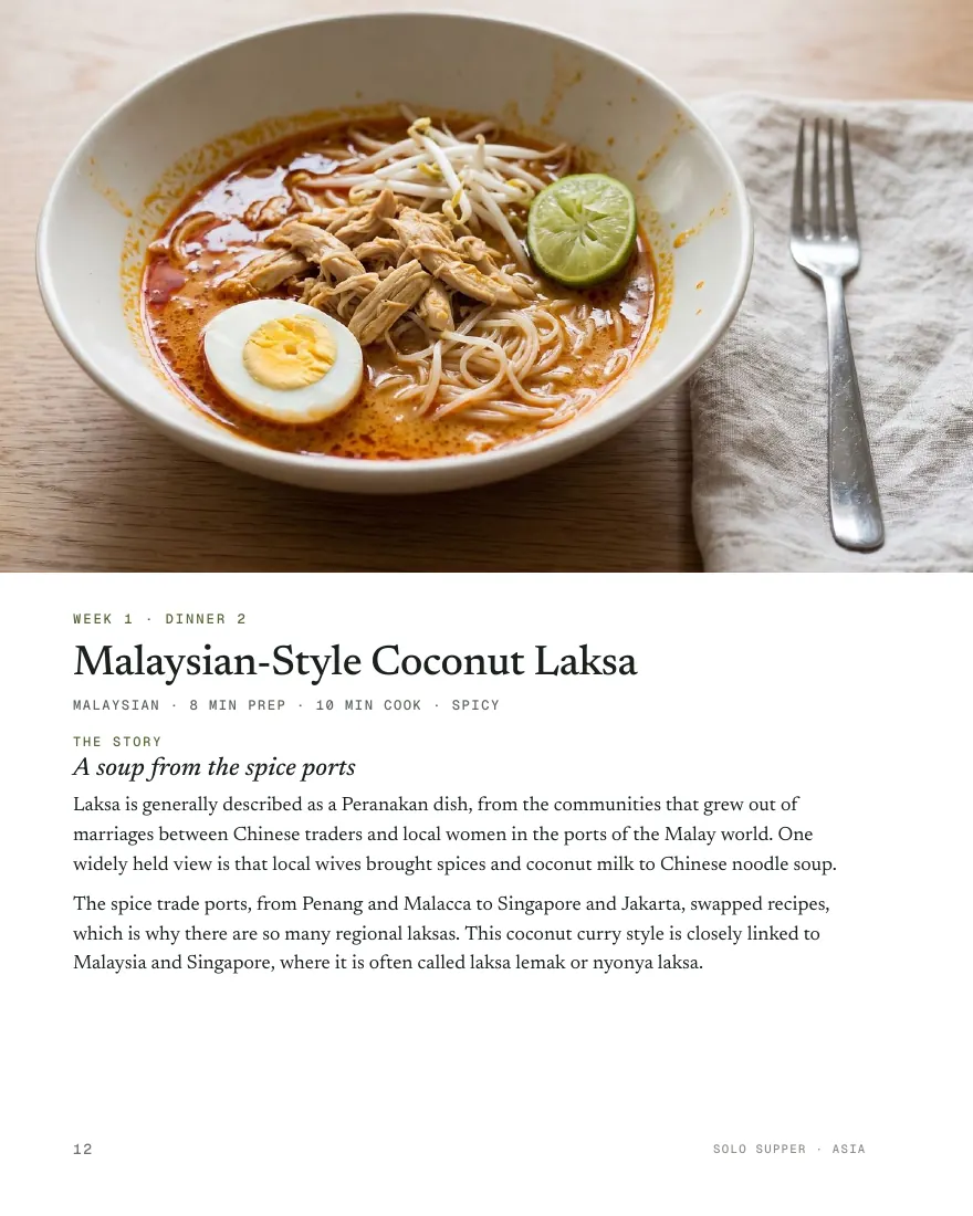 Measured for one page from Solo Supper: Asia