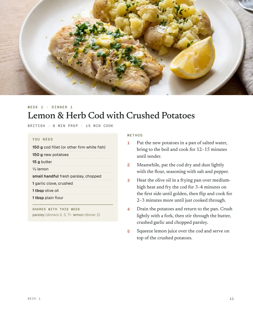 Every dish photographed page from Solo Supper: Britain & Europe