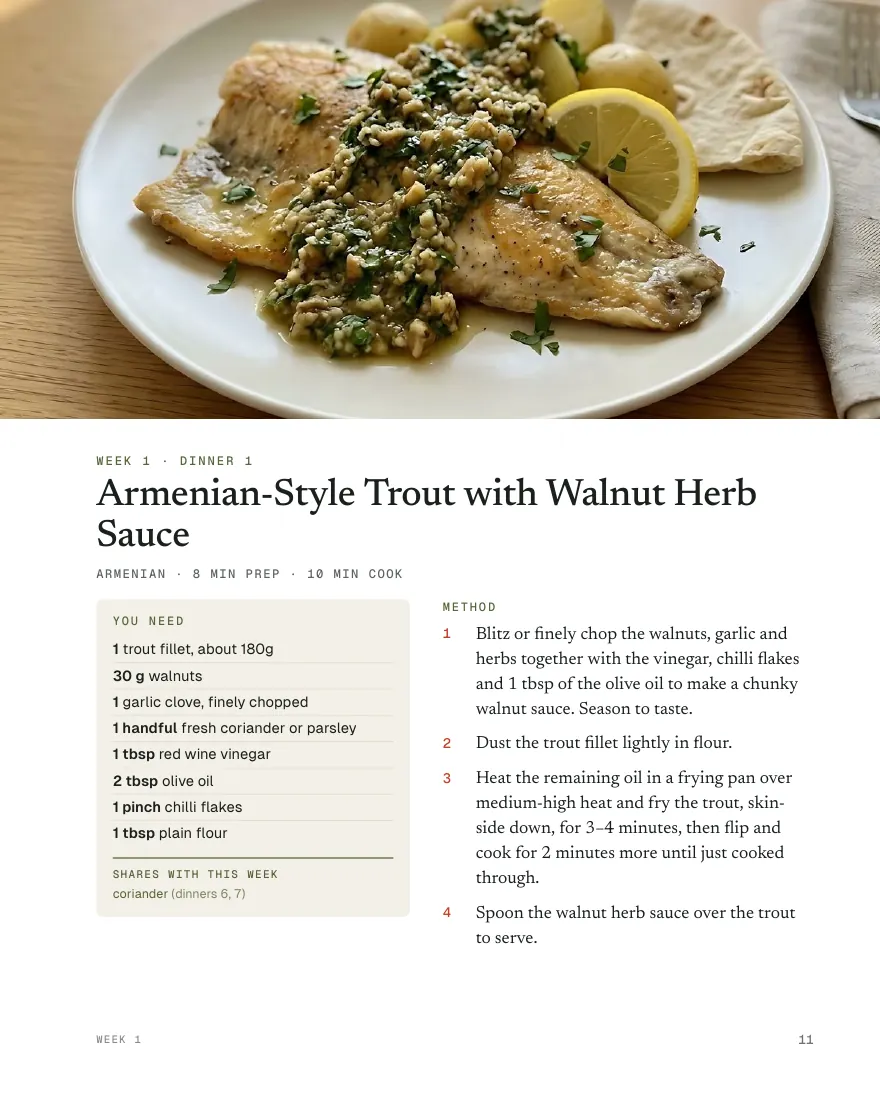 Every dish photographed page from Solo Supper: Mediterranean & Middle East