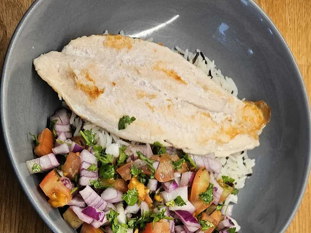 Chilean Fish with Tomato Salsa, as cooked at home