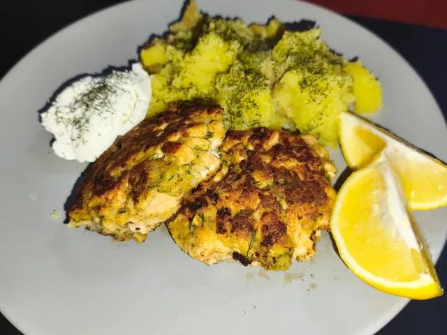 Salmon Kotleti with Soured Cream, as cooked at home