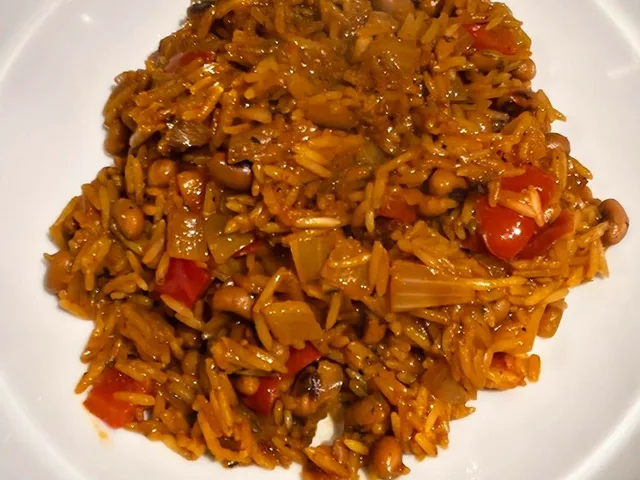 Puerto Rican Rice with Pigeon Peas, as cooked at home