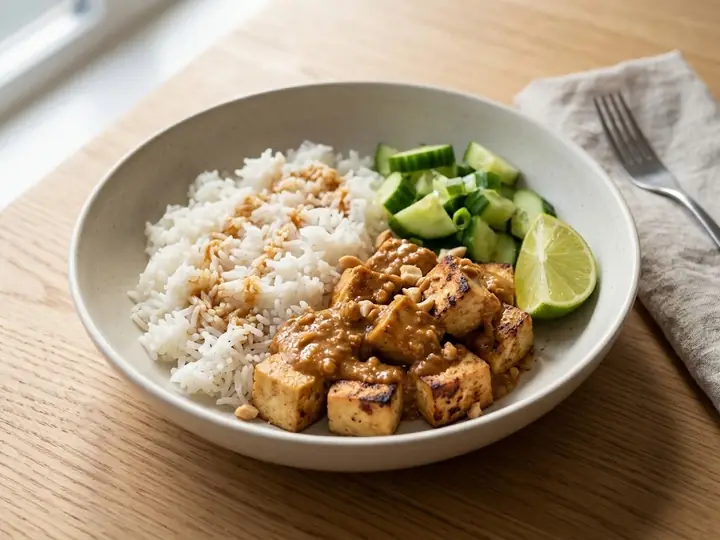 Tofu Satay Bowl with Peanut Sauce