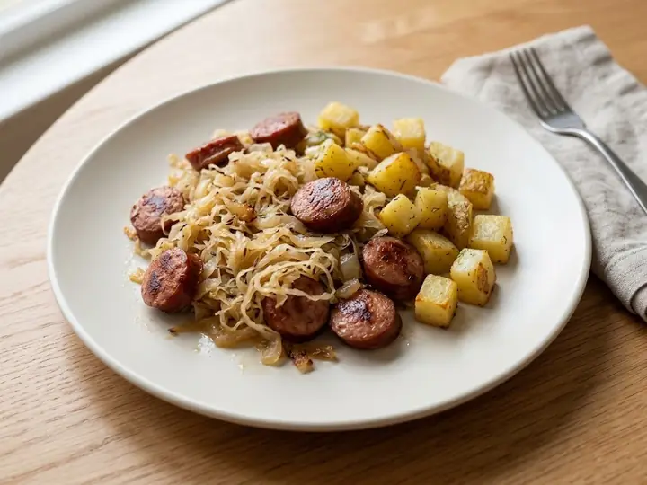 Polish Sausage & Sauerkraut Skillet