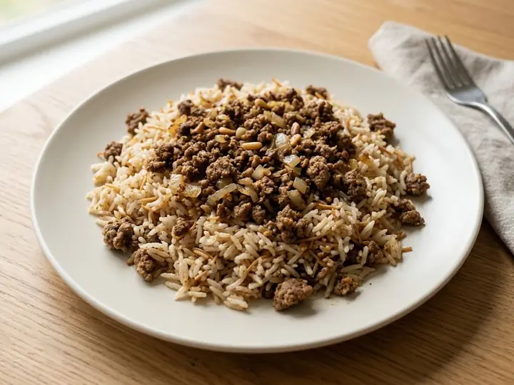 Egyptian Spiced Beef Rice