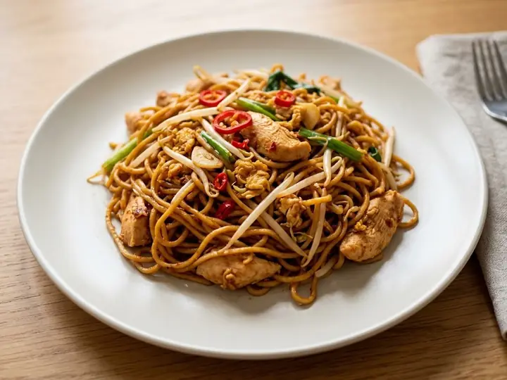 Singapore-Style Chilli Chicken Noodles