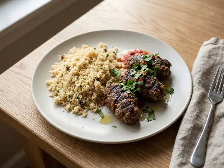 Moroccan-Style Beef Kefta with Couscous