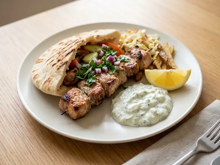 Pork Souvlaki with Pitta