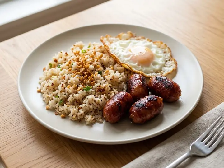Filipino Garlic Fried Rice with Sausage