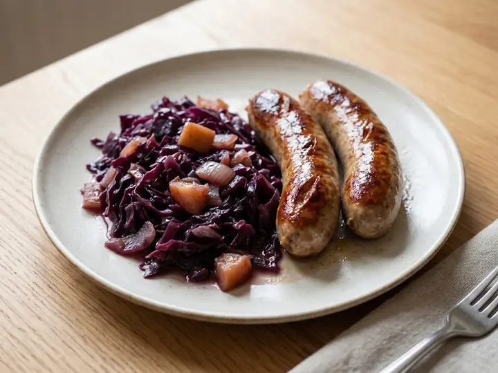 Bratwurst with Braised Red Cabbage