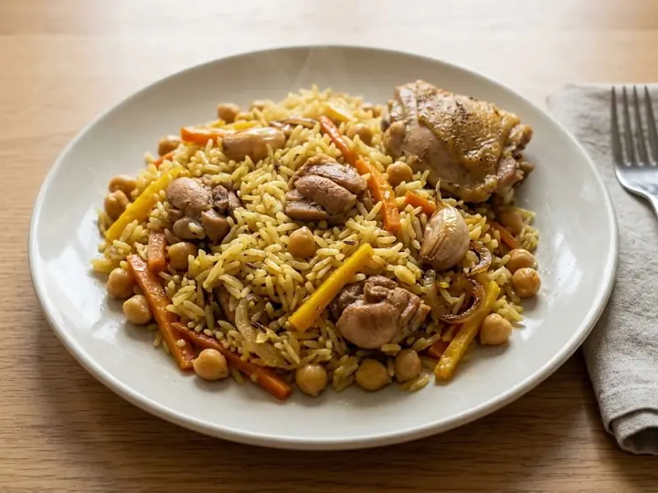 Uzbek Chicken & Chickpea Rice