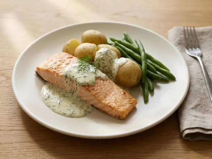 Norwegian Baked Salmon with Dill Sauce