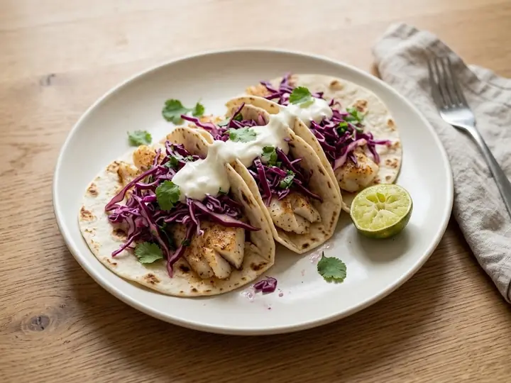 White Fish Tacos with Lime Slaw
