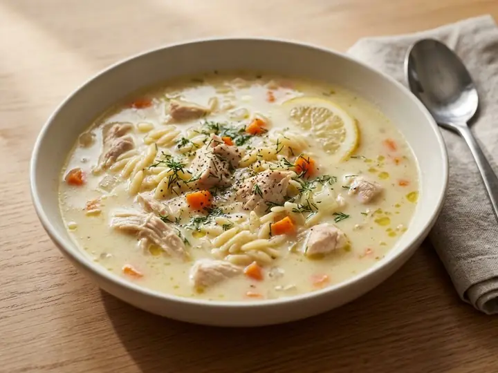 Greek Avgolemono Chicken & Orzo Soup