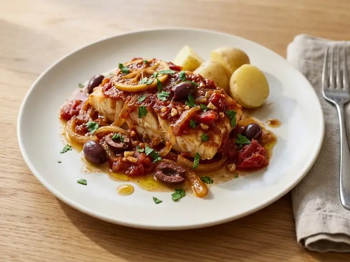 Greek-Style Baked Cod Plaki with Tomatoes and Olives