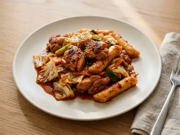 Dak Galbi (Spicy Korean Chicken with Rice Cakes)