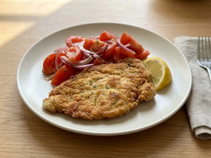 Chicken Milanesa with Tomato Salad