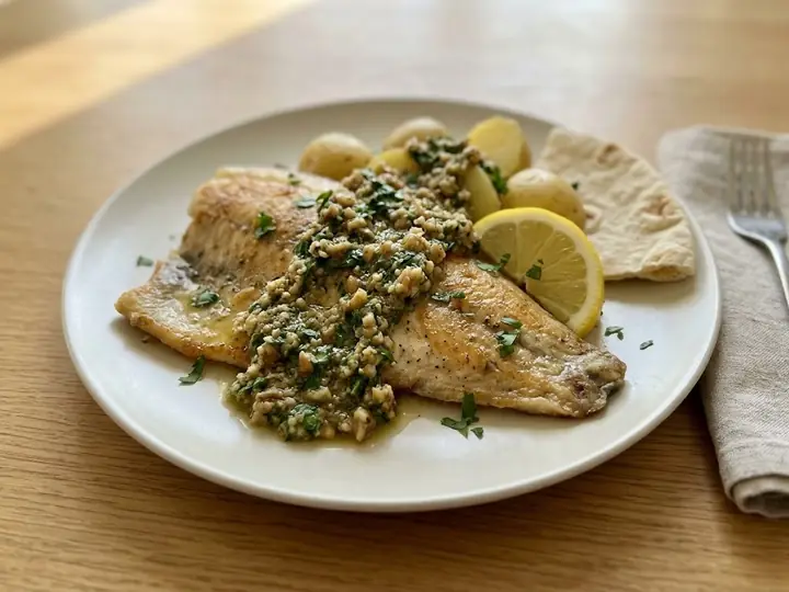 Armenian-Style Trout with Walnut Herb Sauce