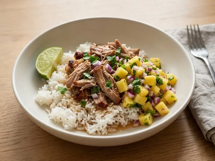 Pork Carnitas Bowl with Pineapple Salsa