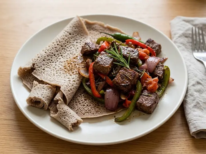 Ethiopian Beef Tibs with Peppers and Rosemary