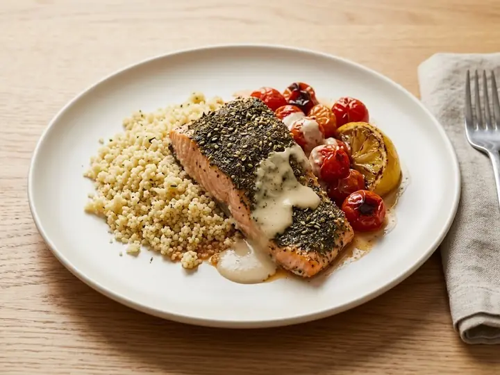Za'atar Baked Salmon with Tahini