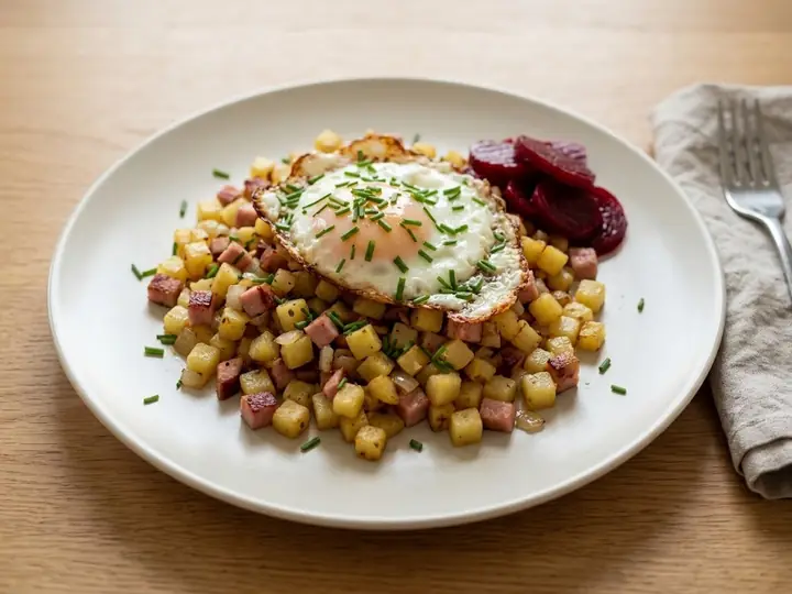 Swedish Pytt i Panna with Fried Egg