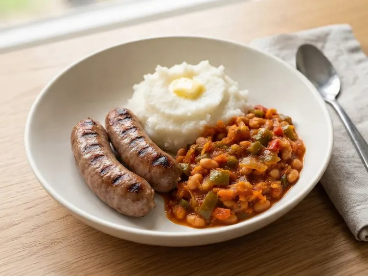 Boerewors with Pap and Chakalaka