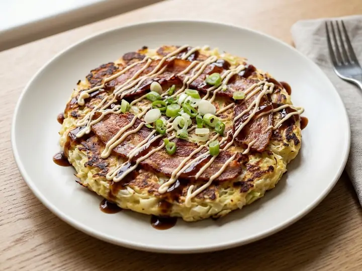 Okonomiyaki (Cabbage Pancake with Bacon)