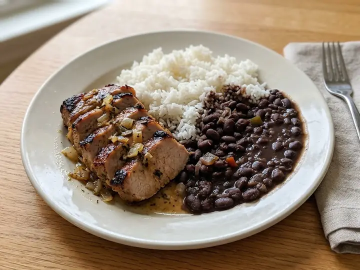 Cuban Mojo Pork with Rice and Black Beans
