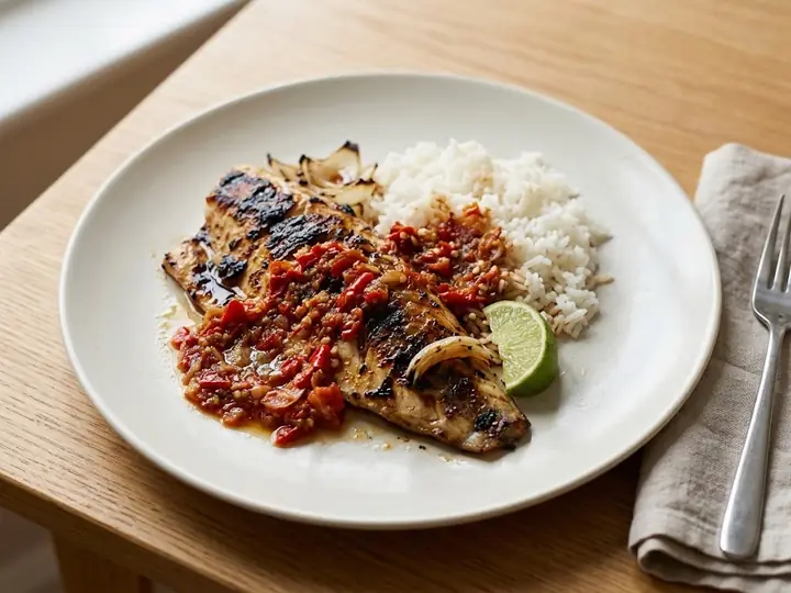 Indonesian-Style Grilled Fish with Sambal (Ikan Bakar)