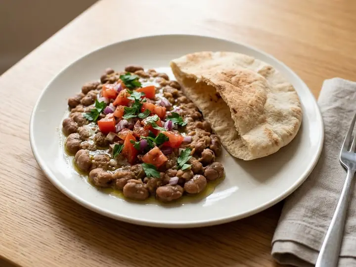 Egyptian-Style Ful Medames with Warm Pitta