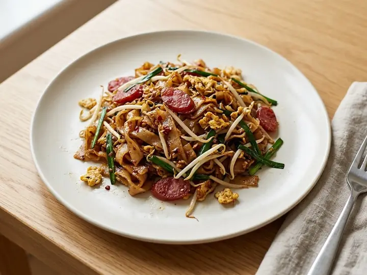 Malaysian-Style Char Kway Teow with Egg and Chinese Sausage