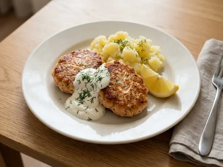 Salmon Kotleti with Soured Cream