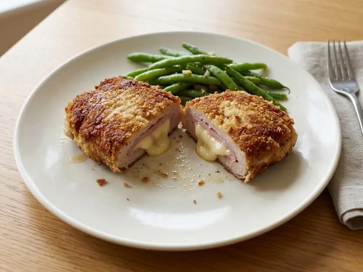 Swiss-Style Pork Cordon Bleu with Green Beans