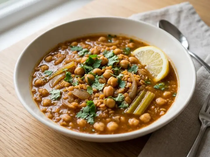 Harira (Moroccan Lentil & Chickpea Soup)