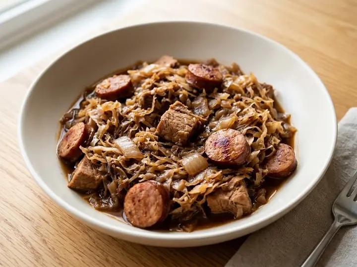 Polish-Style Bigos (Hunter's Stew) with Pork and Sausage
