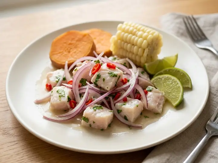 Fish Ceviche with Sweet Potato and Corn