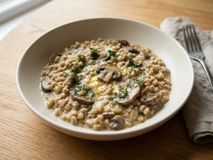Finnish Creamy Mushroom & Barley Stew
