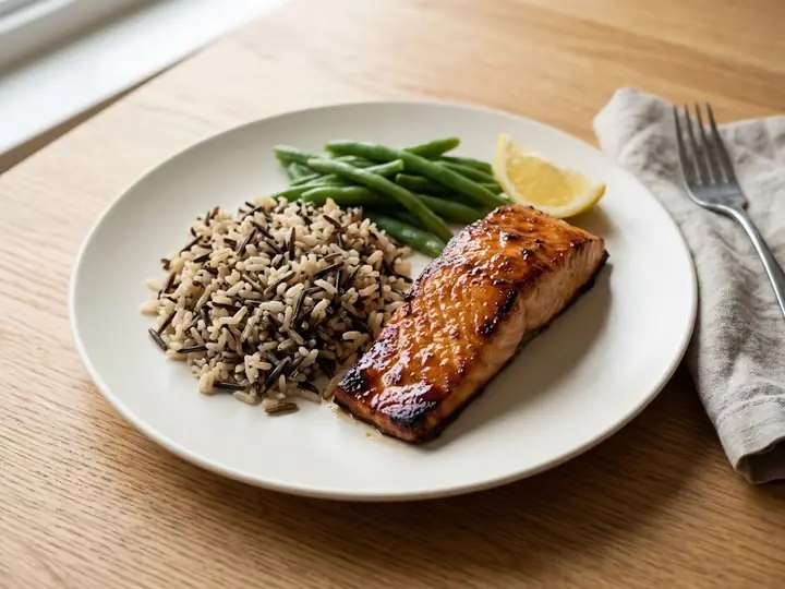 Canadian-Style Maple Salmon with Wild Rice
