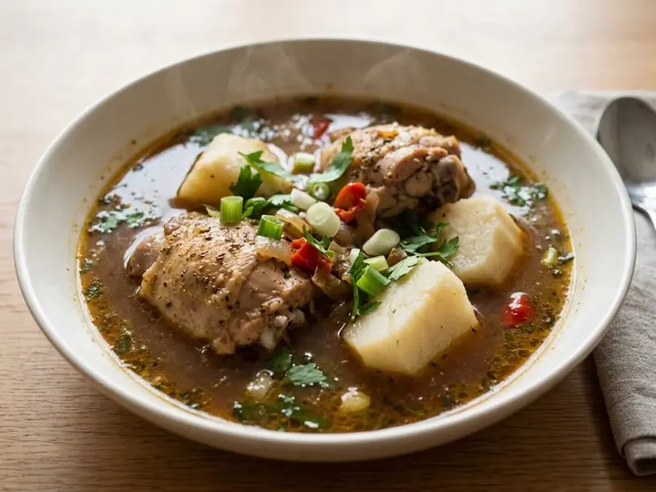 Nigerian Pepper Soup with Chicken and Yam