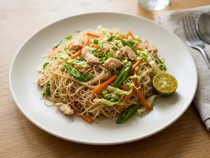Pancit Bihon (Filipino Chicken Noodles)