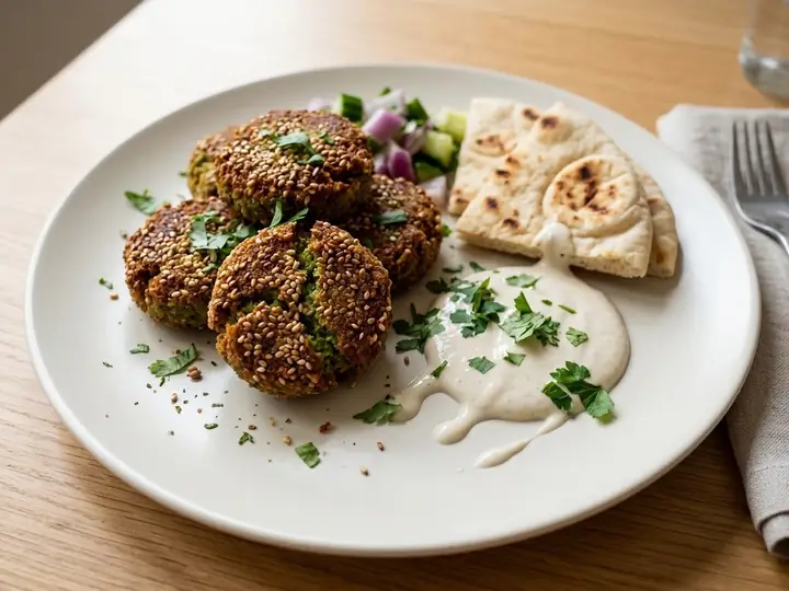 Egyptian-Style Ta'ameya Fava Bean Falafel with Tahini