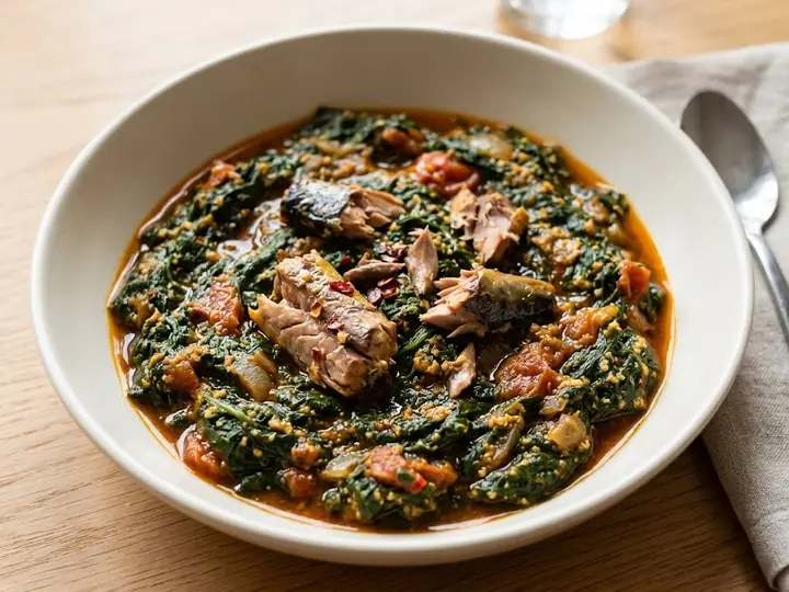 Kontomire Stew with Smoked Mackerel