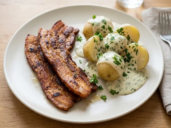 Danish-Style Stegt Flæsk (Crispy Pork Belly) with Parsley Potatoes