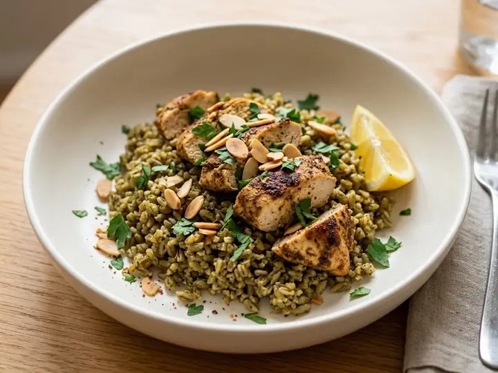 Freekeh Pilaf with Spiced Chicken