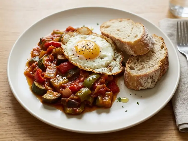 Spanish-Style Pisto Manchego with Fried Egg