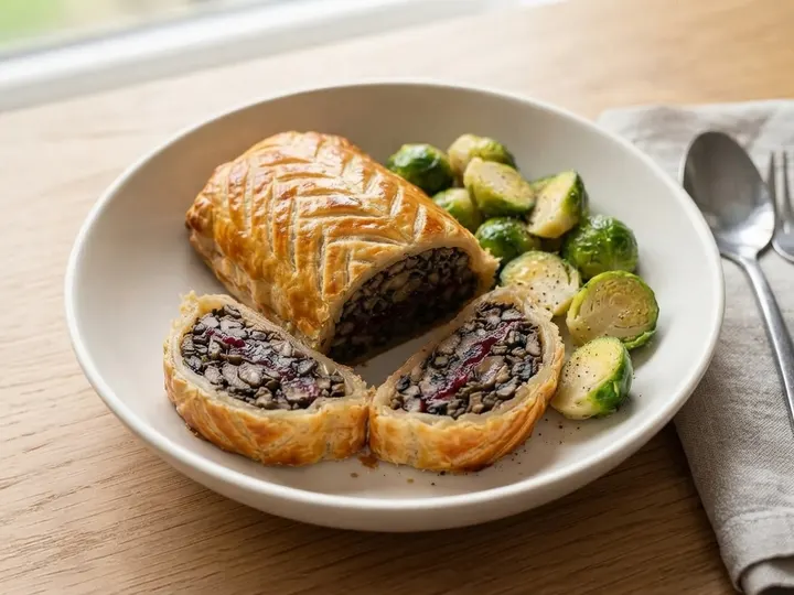 Mushroom, Chestnut & Cranberry Wellington for One