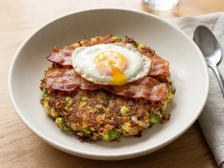 Bubble and Squeak with Crispy Bacon and a Fried Egg