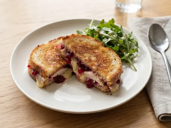 Turkey, Brie & Cranberry Toastie with Rocket